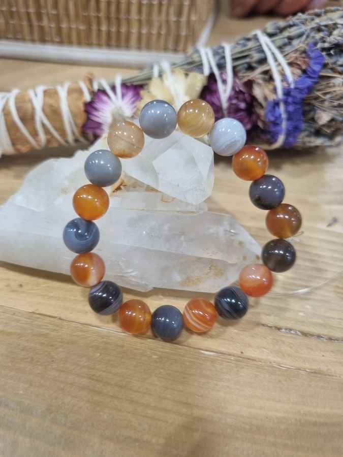 Bracelet cornaline et agate Botswana"CONFIANCE EN SOI"