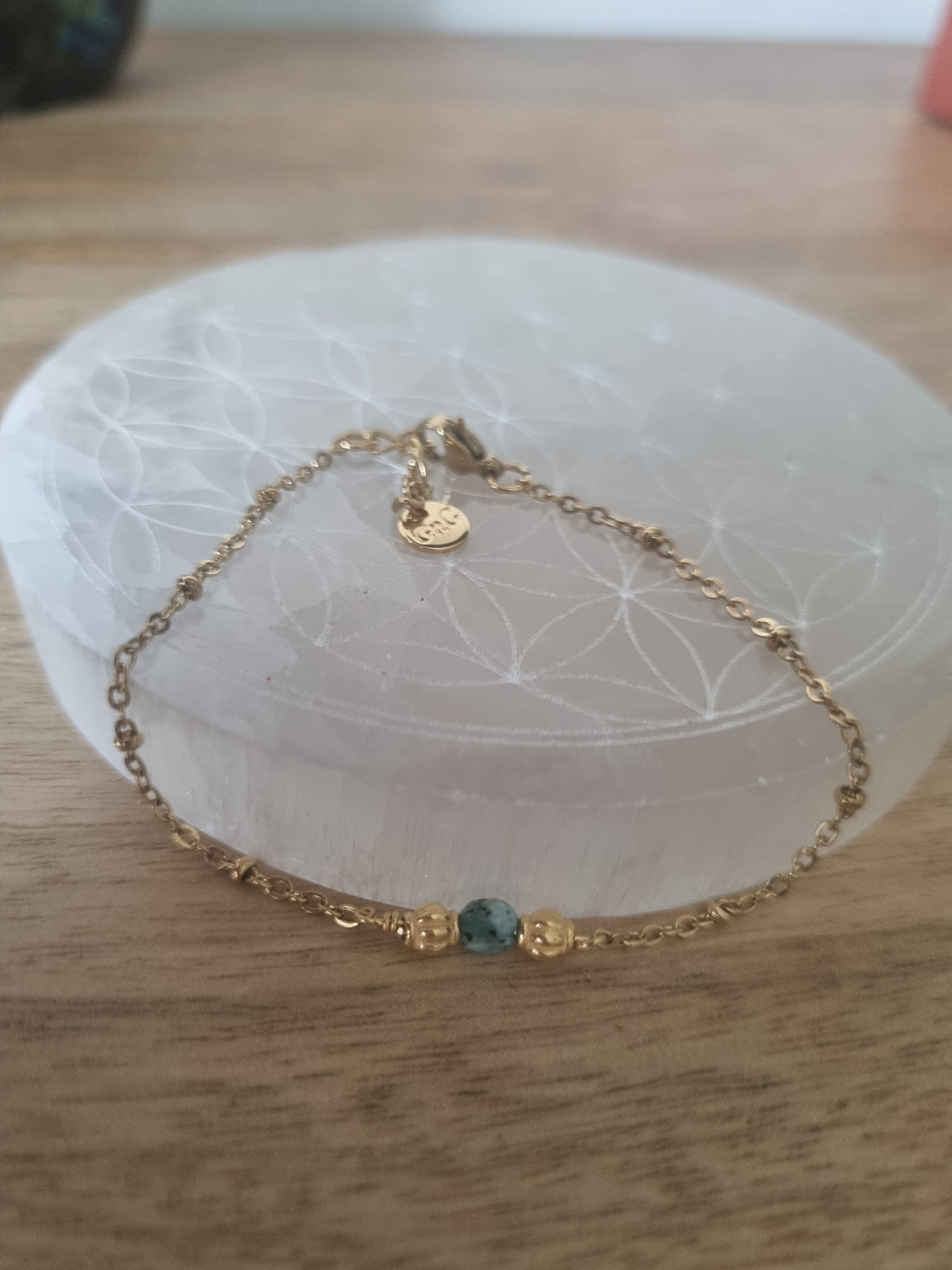 GOURMETTE DOREE JASPE VERT
