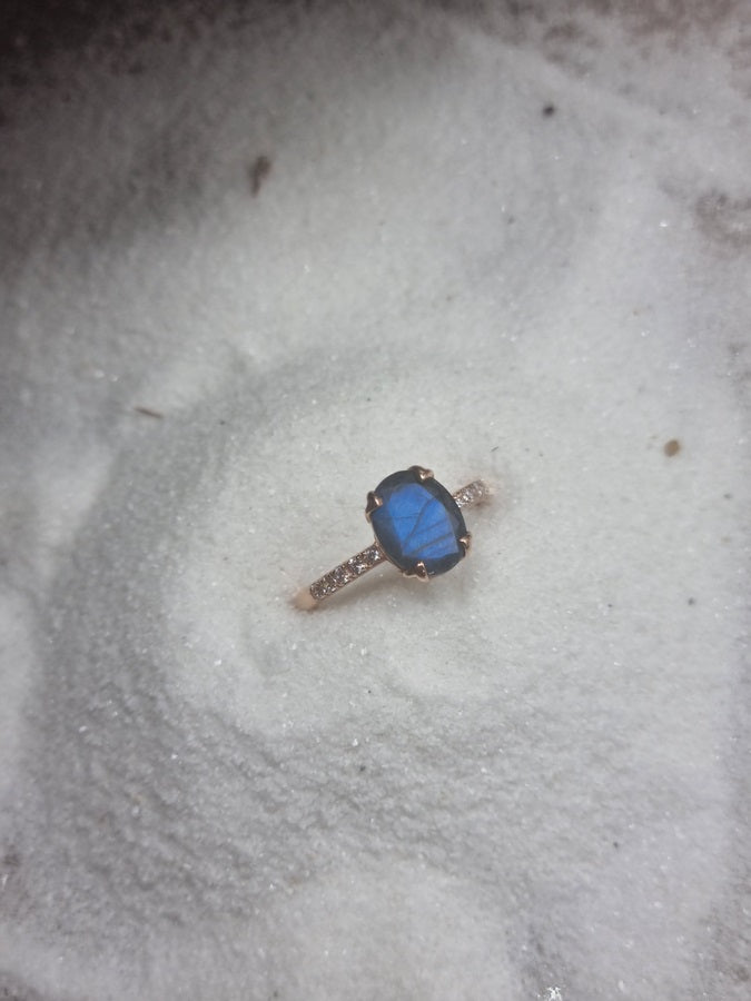 Bague Salacia- Labradorite et Or Rose