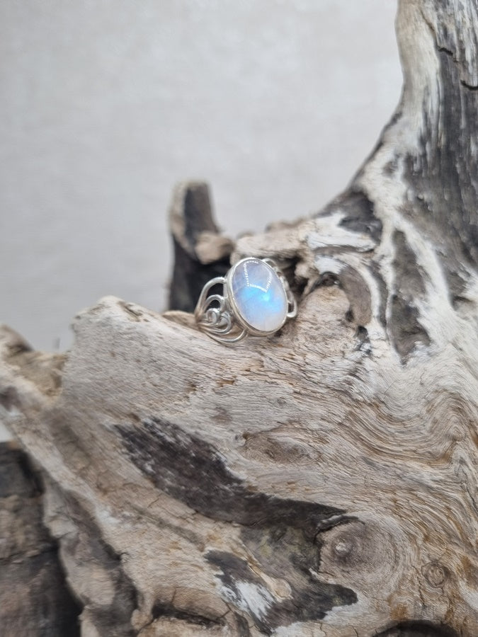 Bague pierre de lune blanche
