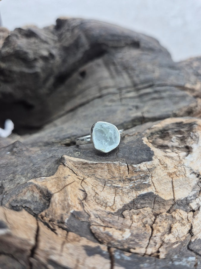 Bague aigue marine brute-RARE