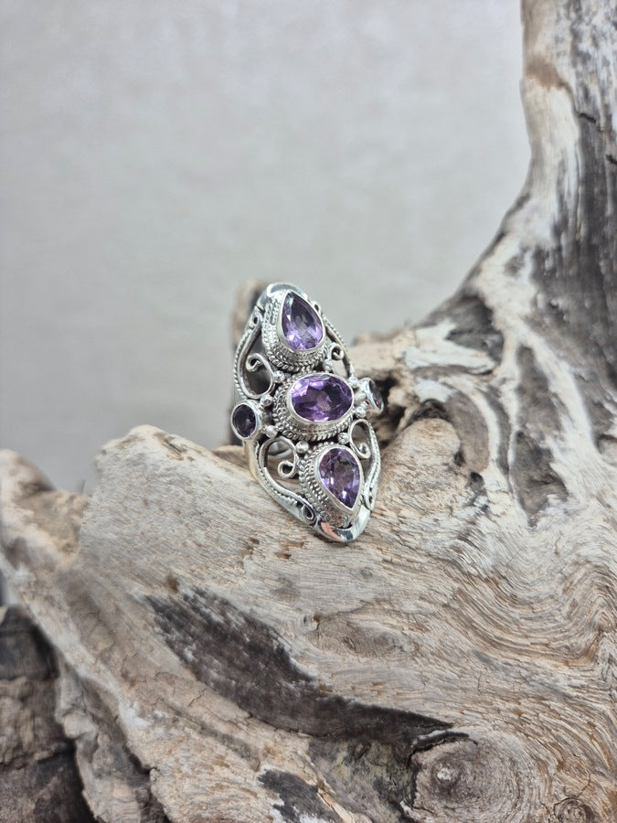Bague trio améthyste