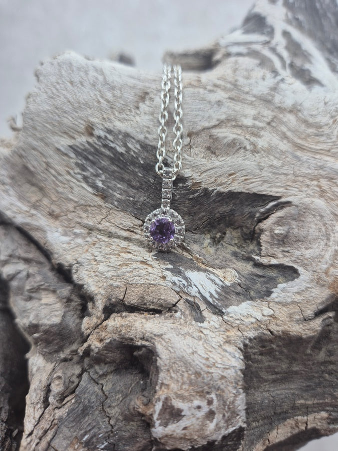 PENDENTIF AMETHYSTE et opale blanche