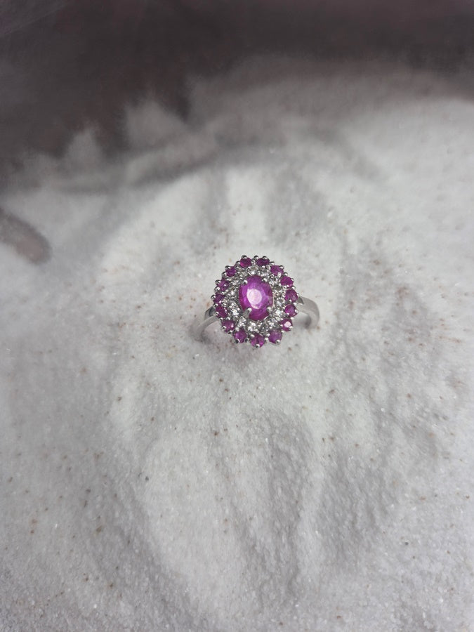 Bague Tara- Rubis et opale blanche