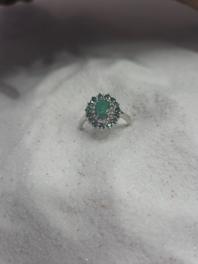 Bague Deva - Emeraude et opale blanche