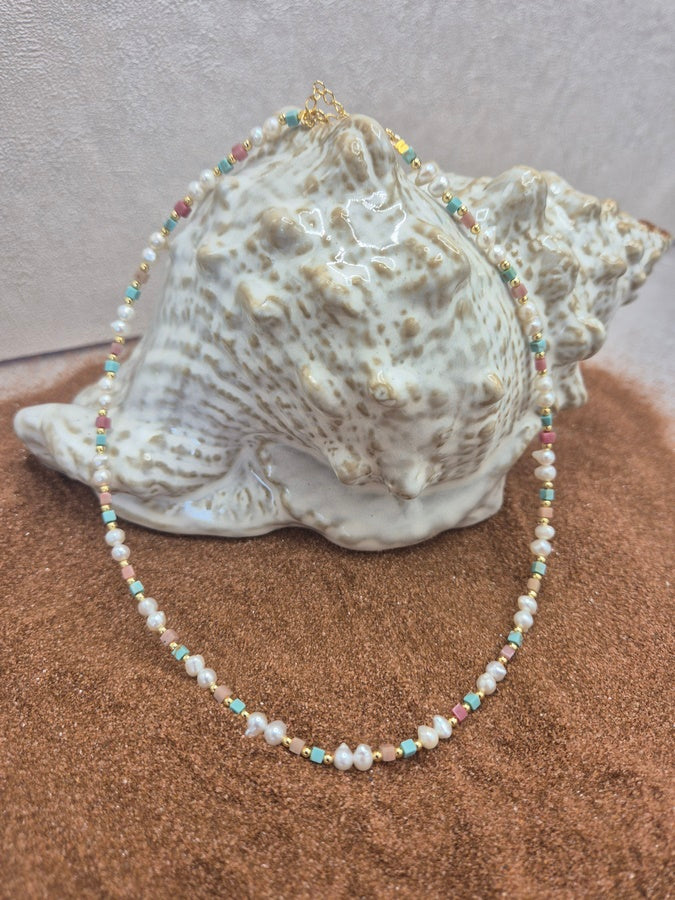 Collier perle et cornaline-SOLEIL