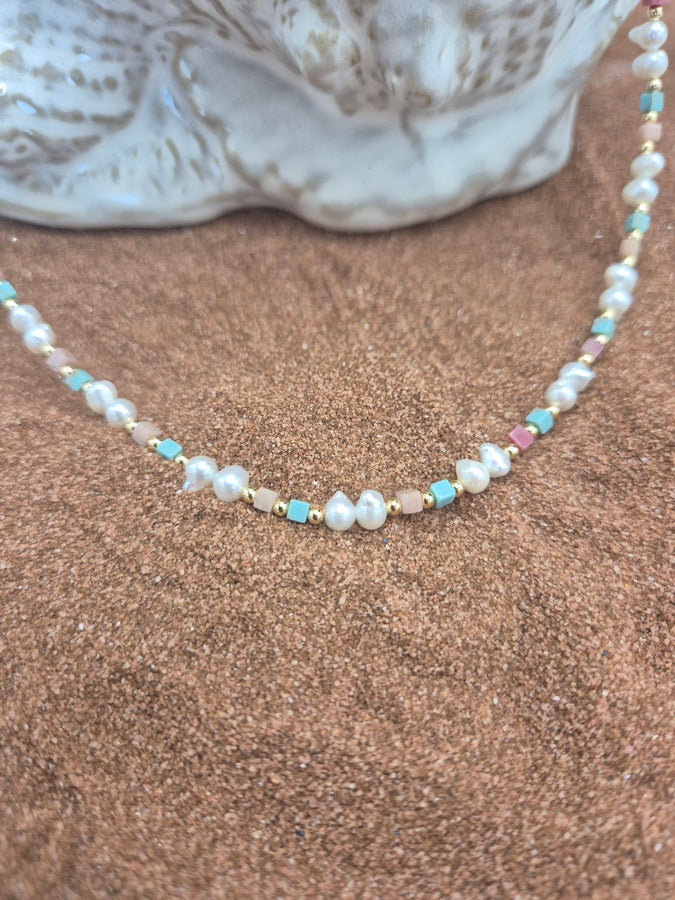 Collier perle et cornaline-SOLEIL