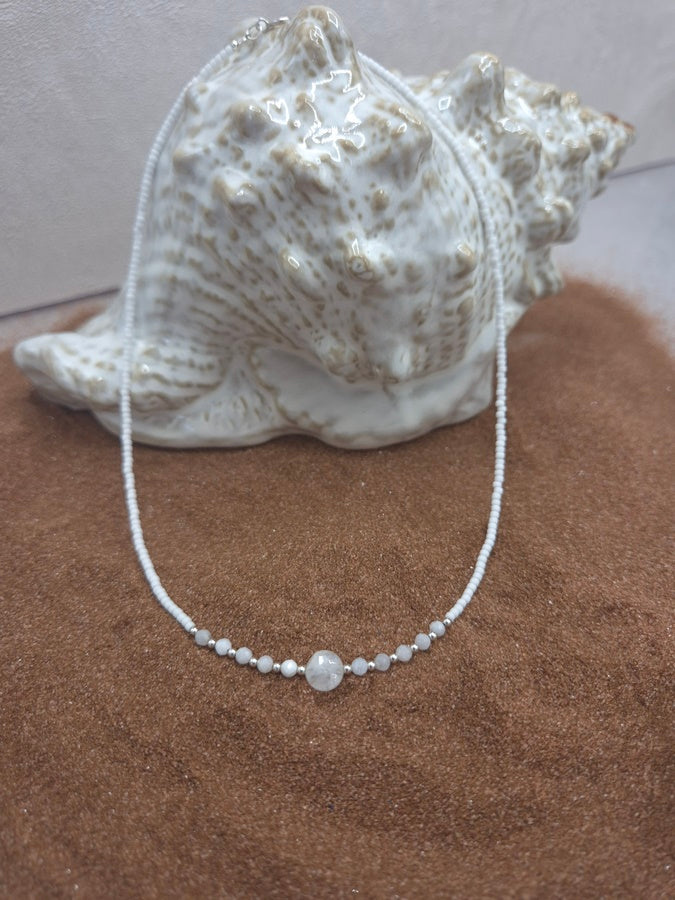 Collier pierre de lune blanche- SOLEIL