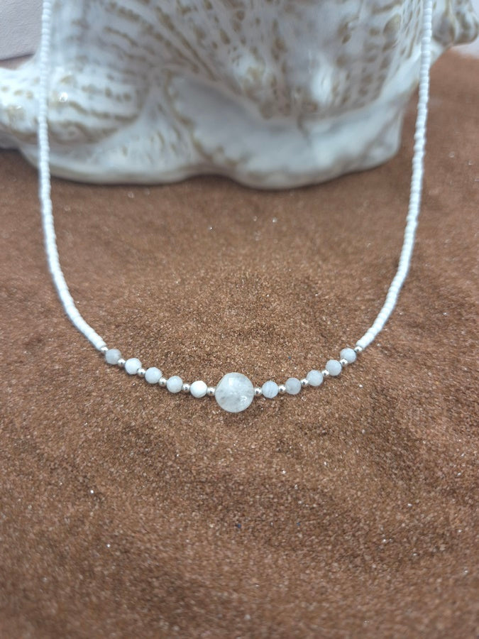 Collier pierre de lune blanche- SOLEIL