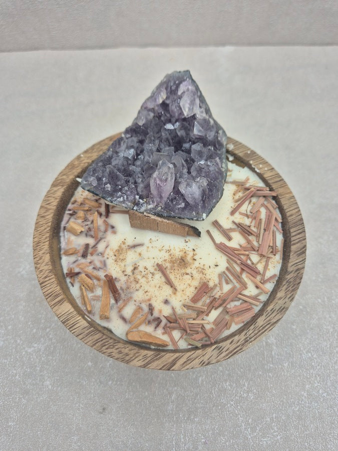 Bougie géode d'améthyste