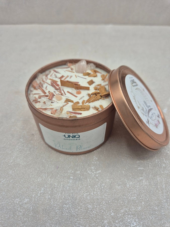 Bougie avec pierre de quartz rose