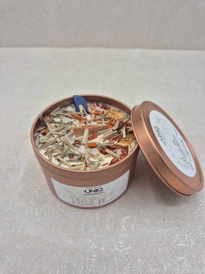 Bougie avec pierre de lapiz lazuli