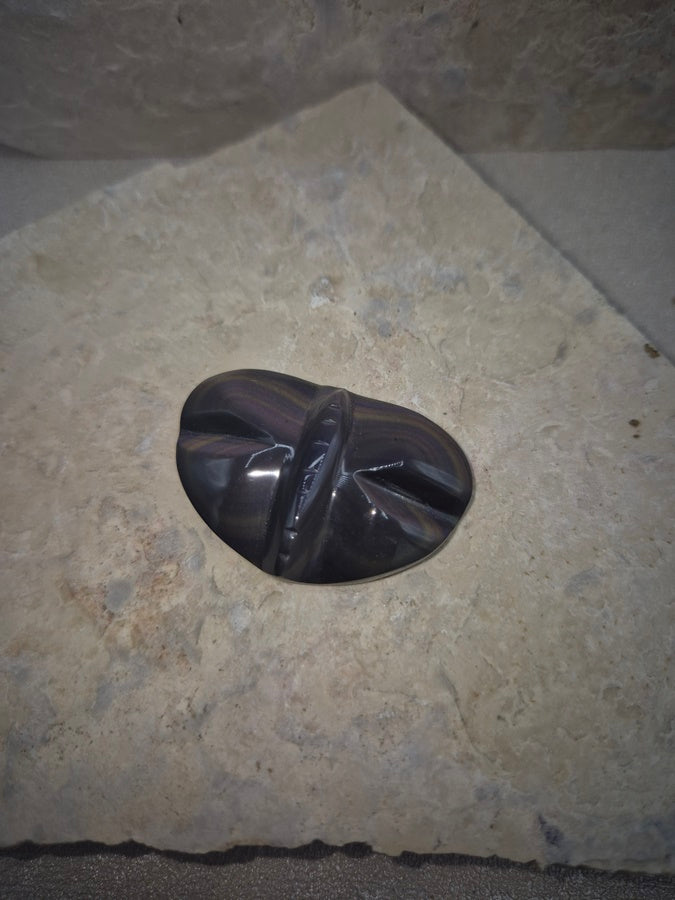 Galet obsidienne oeil céleste libellule