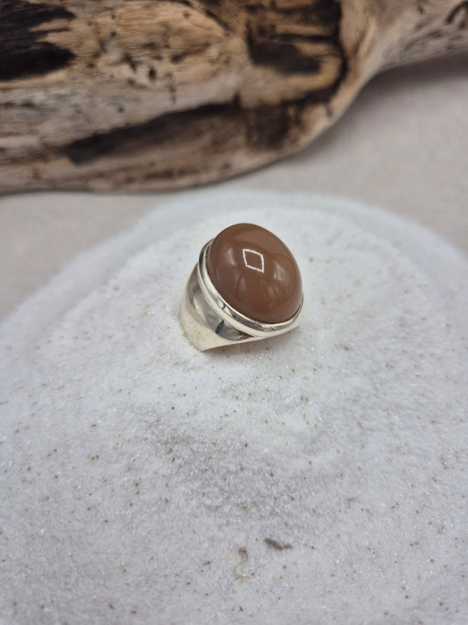 Bague homme pierre de lune rose