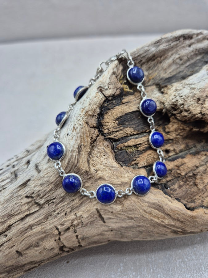 Gourmette argent lapis lazuli