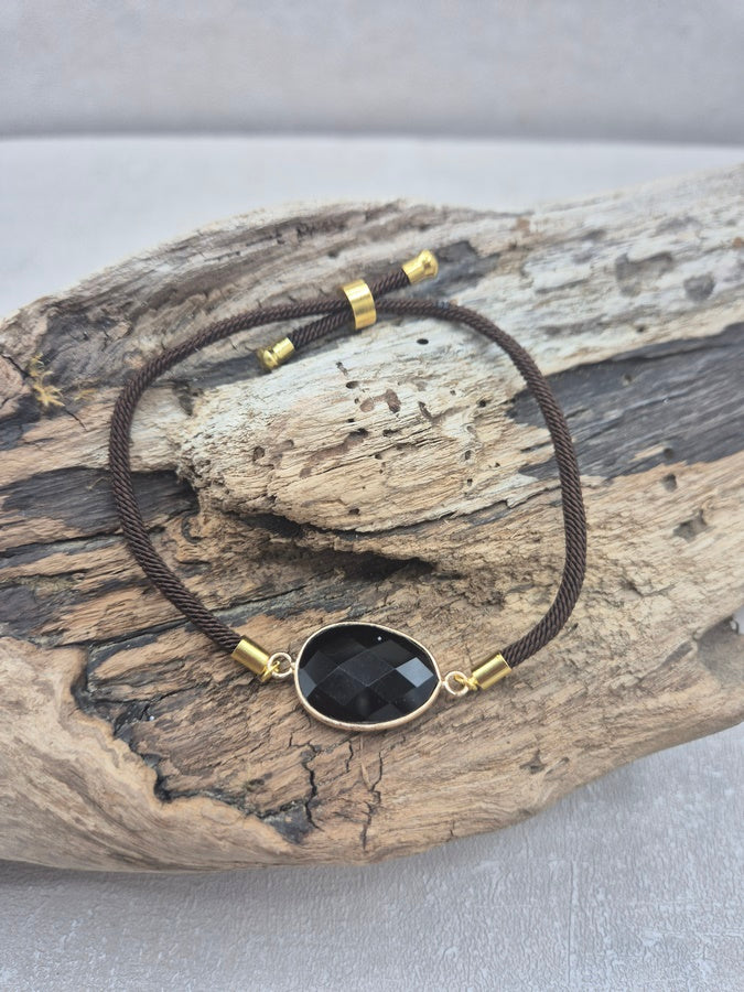 Bracelet coulissant spinelle noire