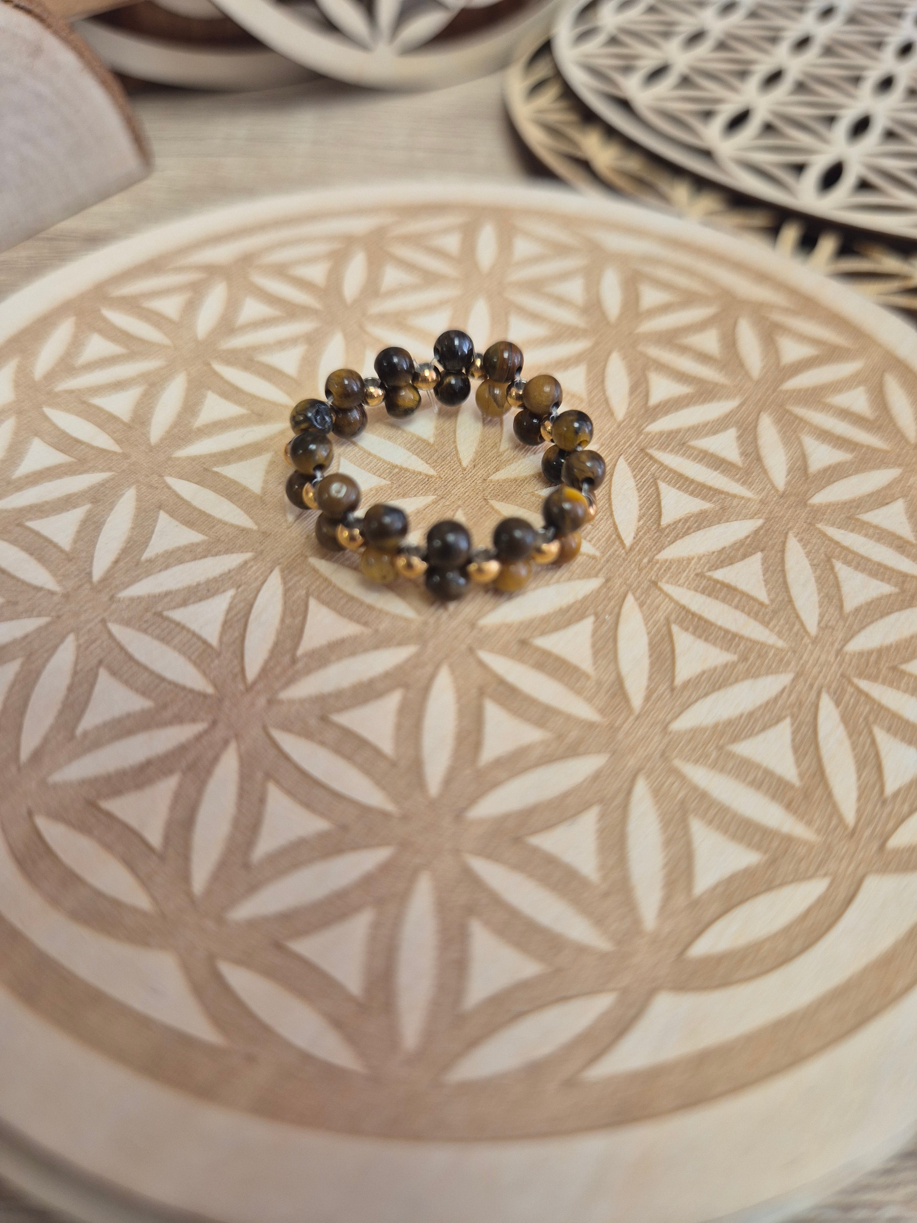 Bague grappe oeil de tigre