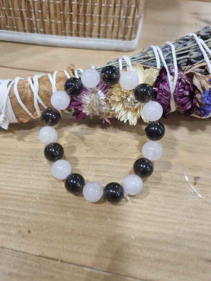 Bracelet quartz rose et quartz fumé "RELAXATION"